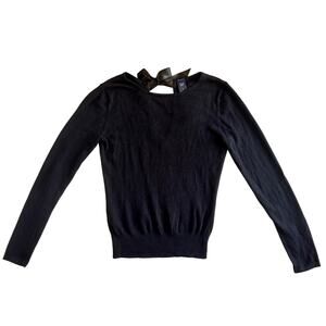 Gap Black Cashmere Blend Sweater Silk Back Bow Detail Size Small S Excellent